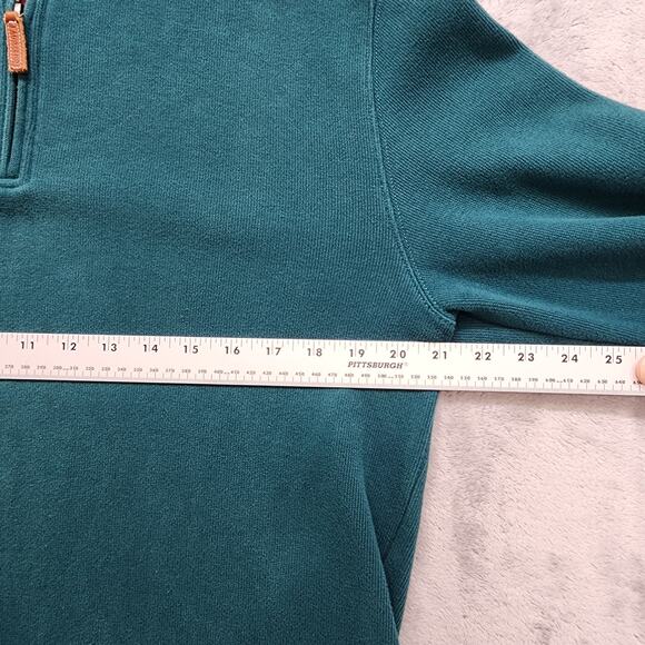 Lands End Sweater Mens M Green Bedford Rib Quarter Zip Long Sleeve Soft Pullover - Picture 7 of 9